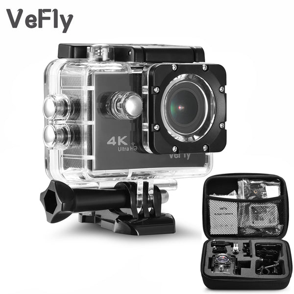VeFly 2.0 inch Screen Wifi 1080P 4K Waterproof Sports Action Camera, black portable 16MP Sport Cam Go Pro Accessories case set - Electric Skateboard