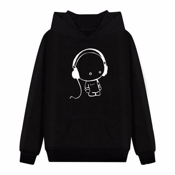 Mens Hip Hop Hoodie Listen Music Print Cute Mens Clothing Long Sleeve  Hat Thin Hooded Sweatshirt Hip Hop Skateboard Hoody VL26 - Electric Skateboard