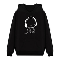 Mens Hip Hop Hoodie Listen Music Print Cute Mens Clothing Long Sleeve  Hat Thin Hooded Sweatshirt Hip Hop Skateboard Hoody VL26 - Electric Skateboard