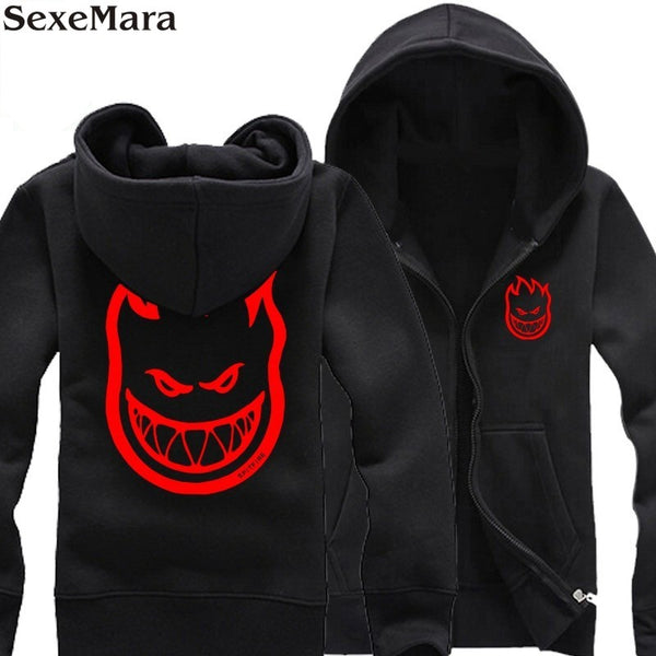 SexeMara free shipping SPITFIRE WHEELS Skateboard Zombie Flaming Head Logo man men male thickening sweatshirt Hoodies cardigan - Electric Skateboard
